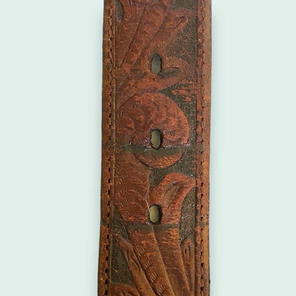 Resistol Genuine Full Grain Tooled Leather Men’s Belt SZ 38 - Picture 6 of 12